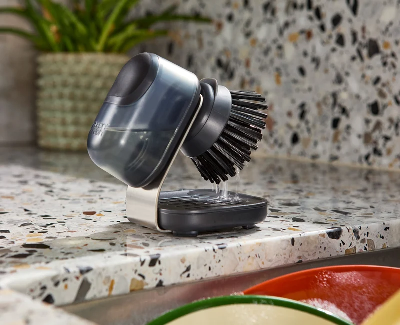 Brosse à Vaisselle à Paume avec Support Inox et 6 Têtes de Rechange SinkTech