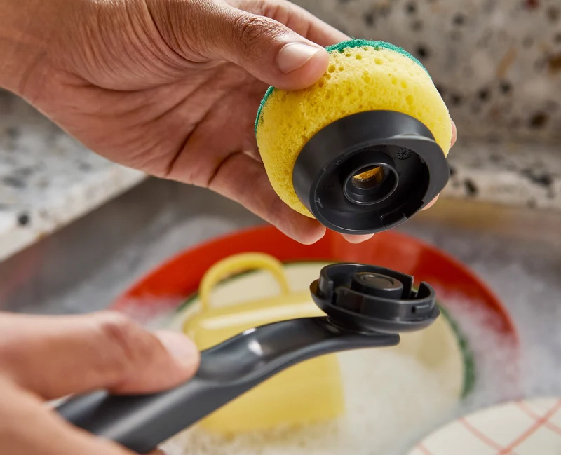 Brosse à Vaisselle avec Tête de Rechange et 4 Têtes Supplémentaires