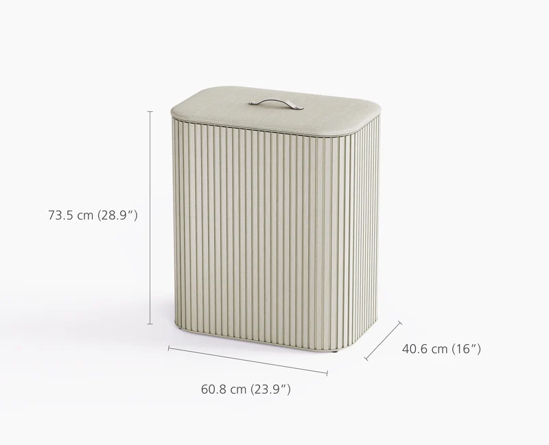 Panier à Linge Double Luxe Bambou Écru 90L Tota Twin Luxe