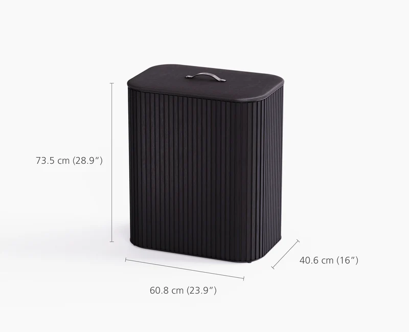 Panier à Linge Double Luxe Bambou Noir 90L Tota Twin Luxe