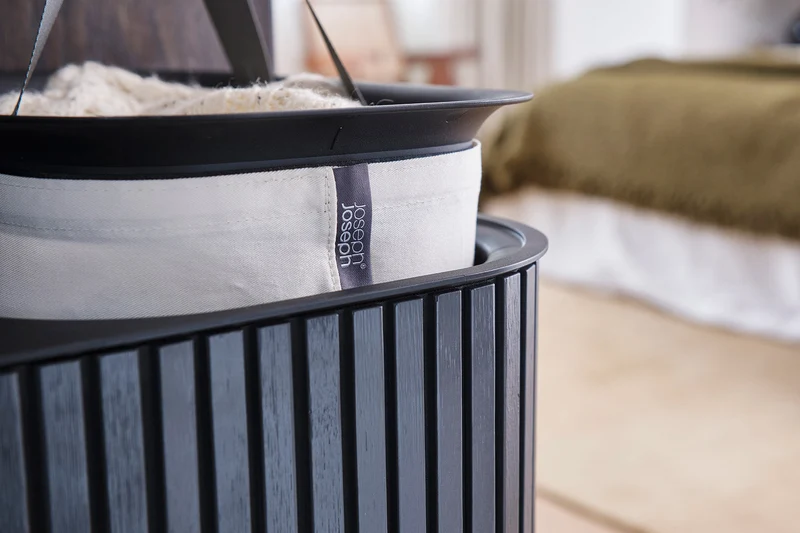 Panier à Linge Triple de Luxe Bambou Noir 90L Tota Trio Luxe