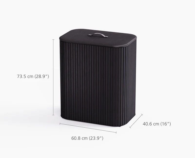 Panier à Linge Triple de Luxe Bambou Noir 90L Tota Trio Luxe
