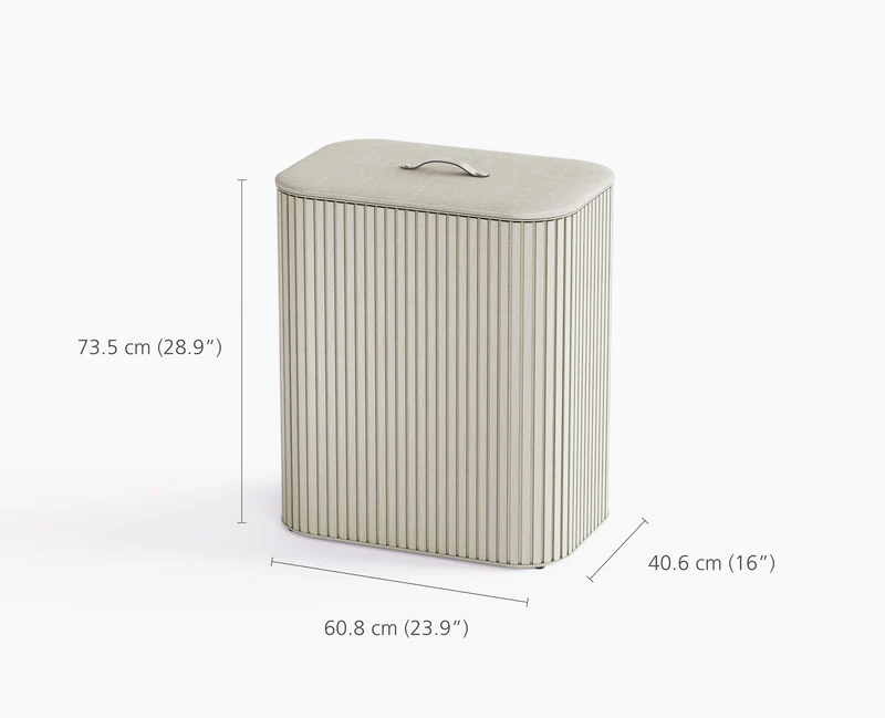 Panier à Linge Triple Luxe Bambou Écru 90L Tota Trio Luxe
