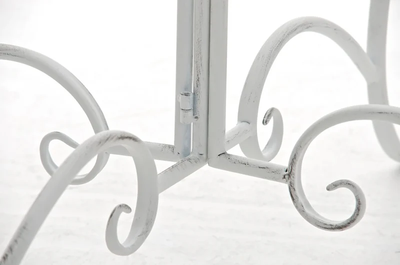 Table de jardin balcon terrasse design rustique hauteur 69 cm en métal blanc vieilli 10_0003053