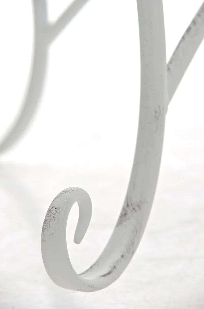 Table de jardin balcon terrasse design rustique hauteur 69 cm en métal blanc vieilli 10_0003053