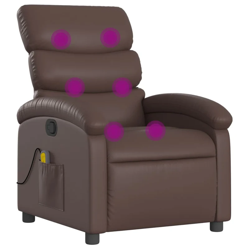 Fauteuil de relaxation TV fonction massage inclinable 6 points de massage en PVC marron DEC027005