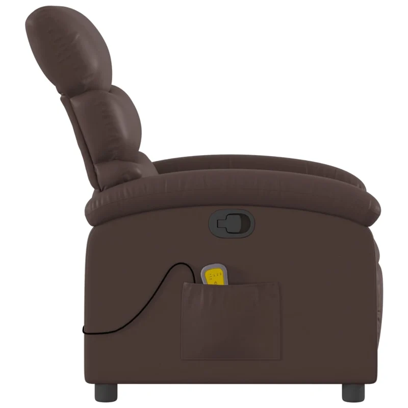 Fauteuil de relaxation TV fonction massage inclinable 6 points de massage en PVC marron DEC027005