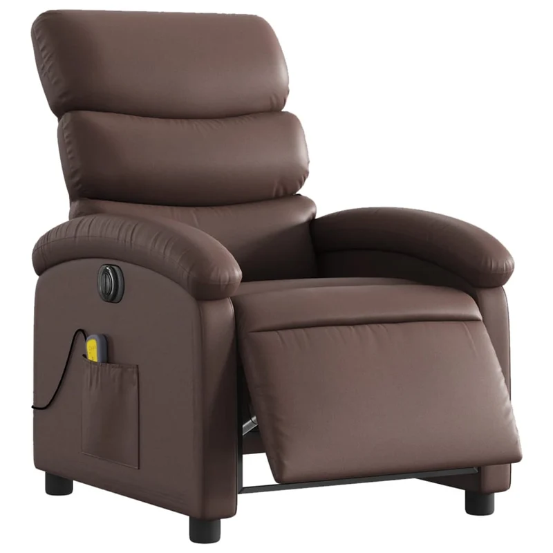 Fauteuil de relaxation TV fonction massage inclinable électrique 6 points de massage en PVC marron DEC027200