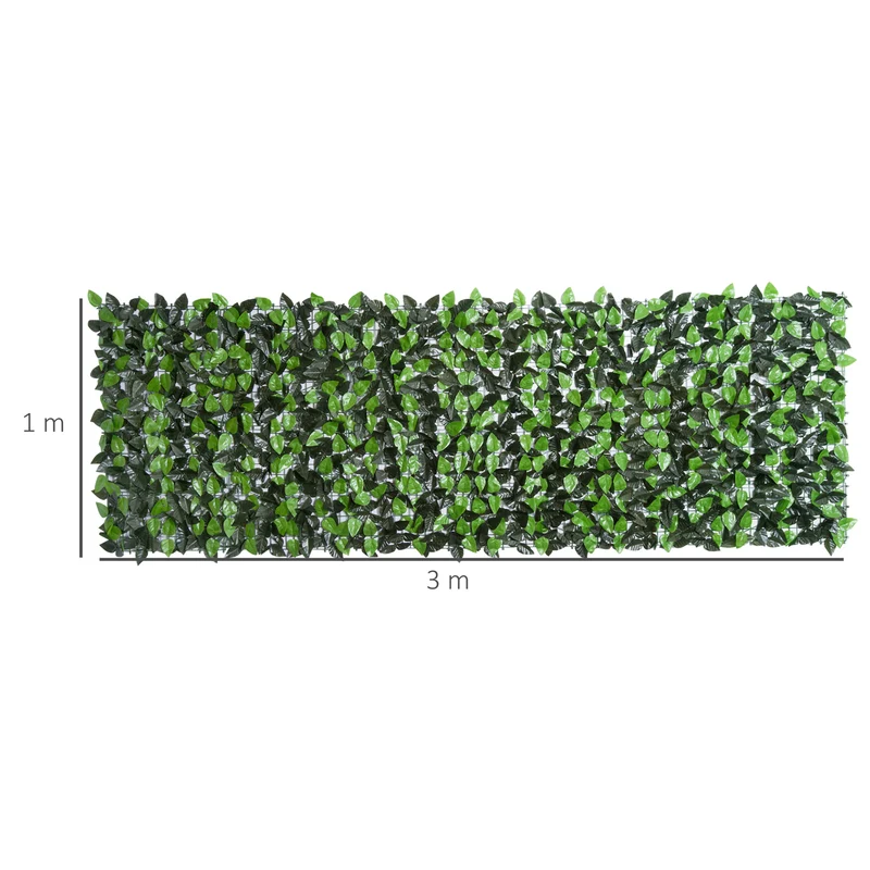 Haie artificielle brise-vue pour jardin terrasse 300 x 100 cm intimité optimale feuillage réaliste tendance en pe vert 21_0003933