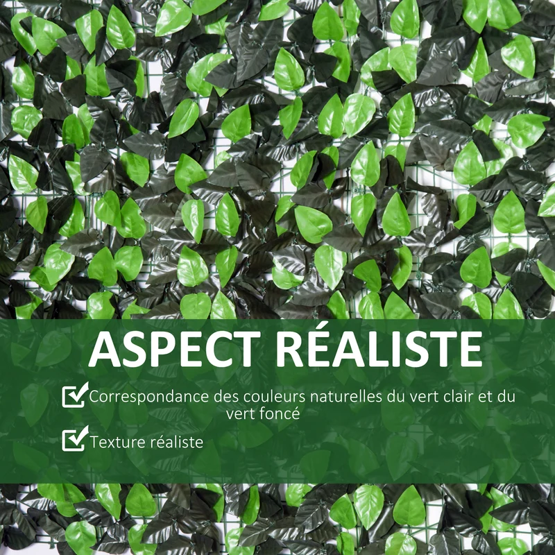 Haie artificielle brise-vue pour jardin terrasse 300 x 100 cm intimité optimale feuillage réaliste tendance en pe vert 21_0003933