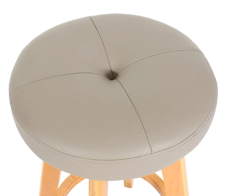 Tabouret de bar x1 siège pivotant en bois et similicuir taupe avec pieds clairs 04_0008596