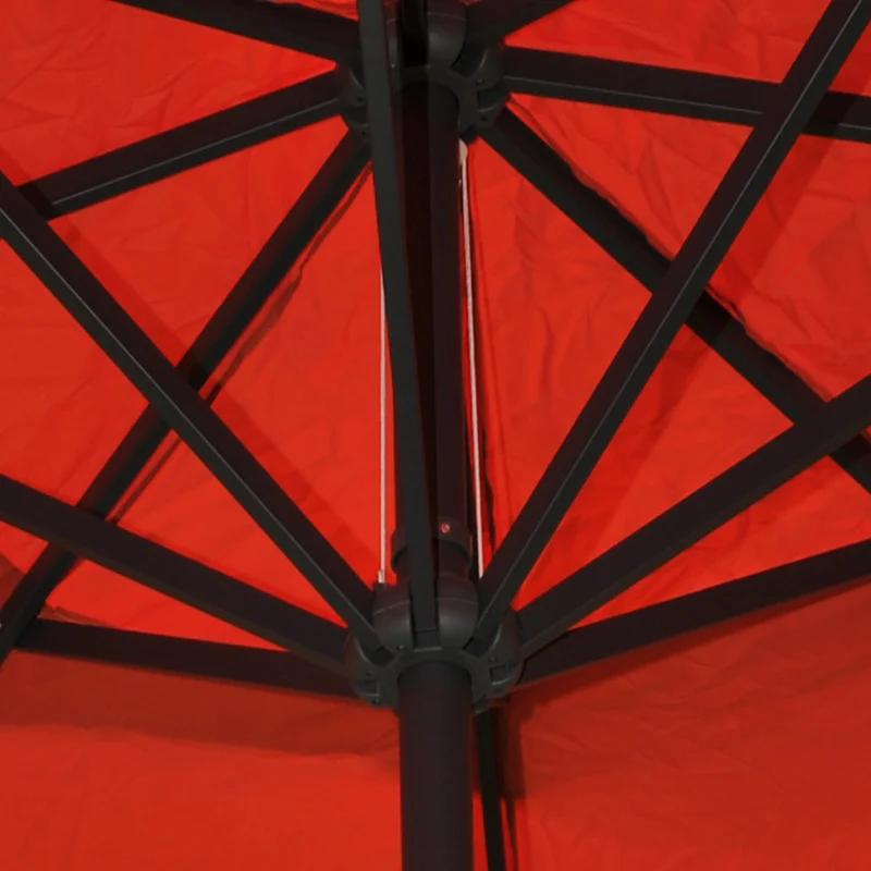 Parasol de terrasse 5 m Voile bordée + Pied – Polyester bordeaux & structure alu 04_0008022