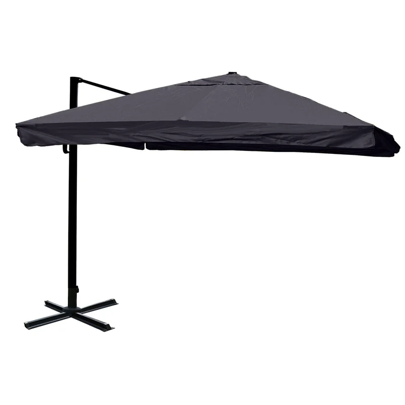 Parasol déporté 5 m – Toile polyester anthracite – Structure aluminium/acier – Sans pied 04_0007958