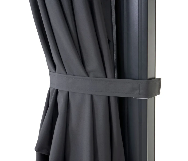 Parasol déporté 5 m + pied rotatif – Toile polyester anthracite + structure alu-acier 04_0007956