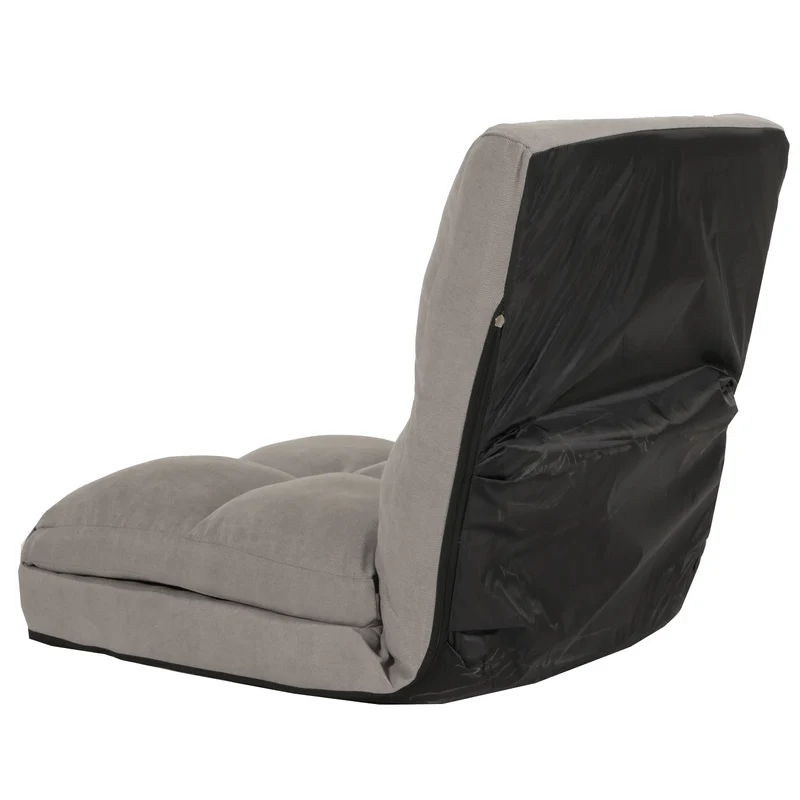 Fauteuil de sol pliant avec fonction lit cadre en acier revêtement en velours gris clair 04_0006372