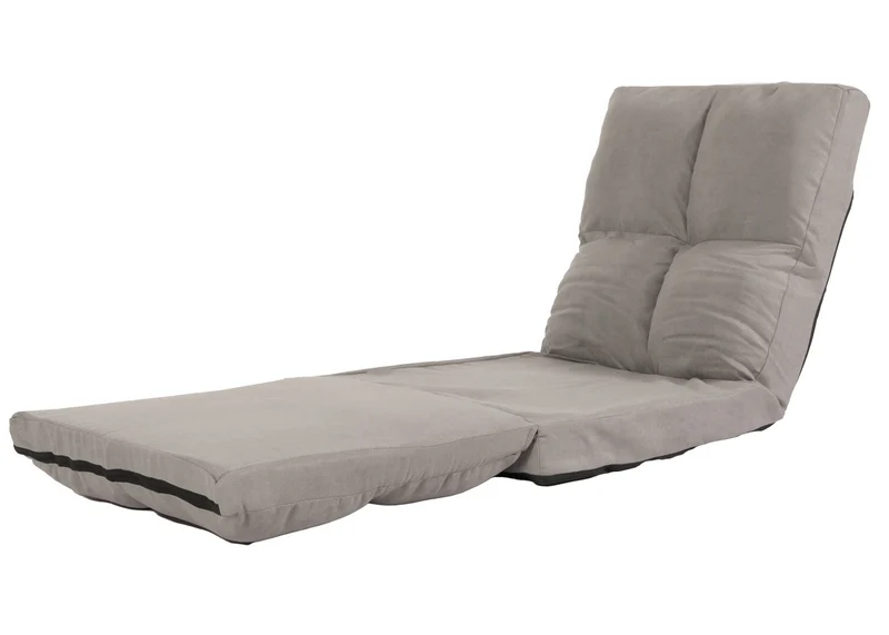 Fauteuil de sol pliant avec fonction lit cadre en acier revêtement en velours gris clair 04_0006372