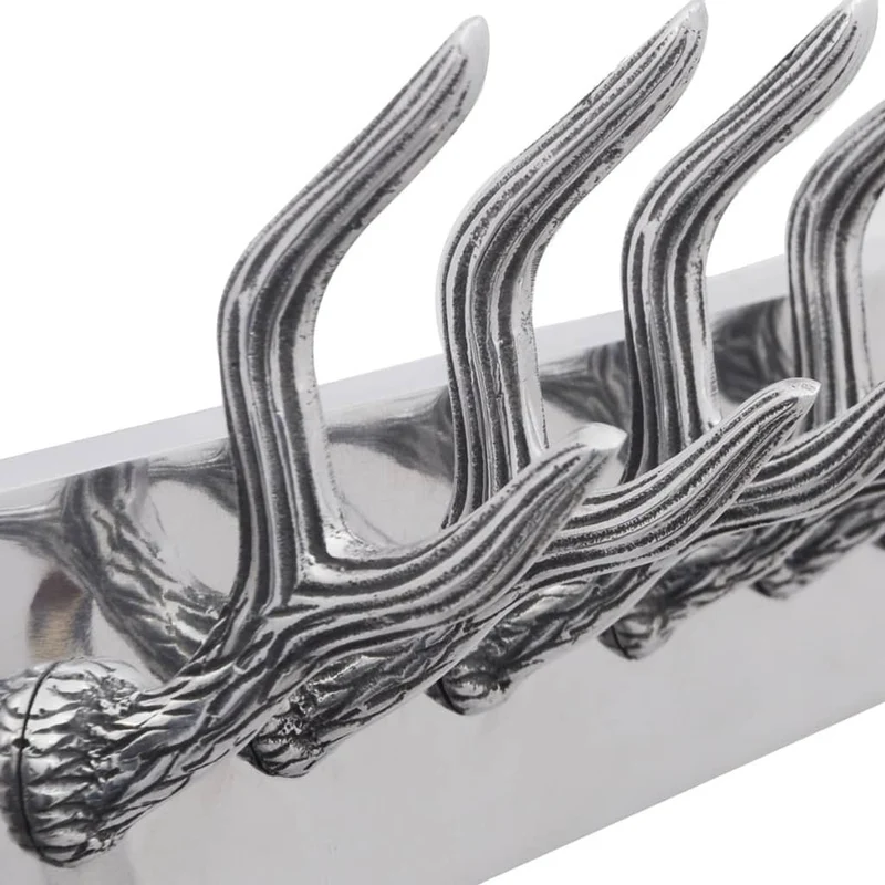 Lot de 2 portes-manteaux mural en aluminium argenté avec 6 crochets 49x9x18 cm DEC024206