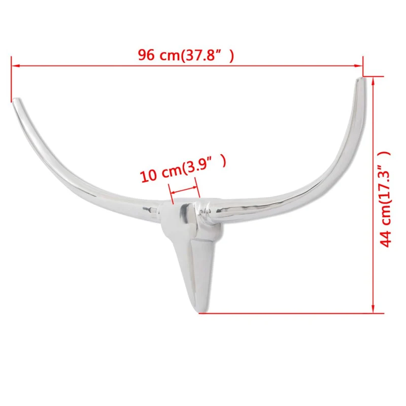 Décoration murale en forme de tête de taureau en aluminium Argent100cm DEC023035