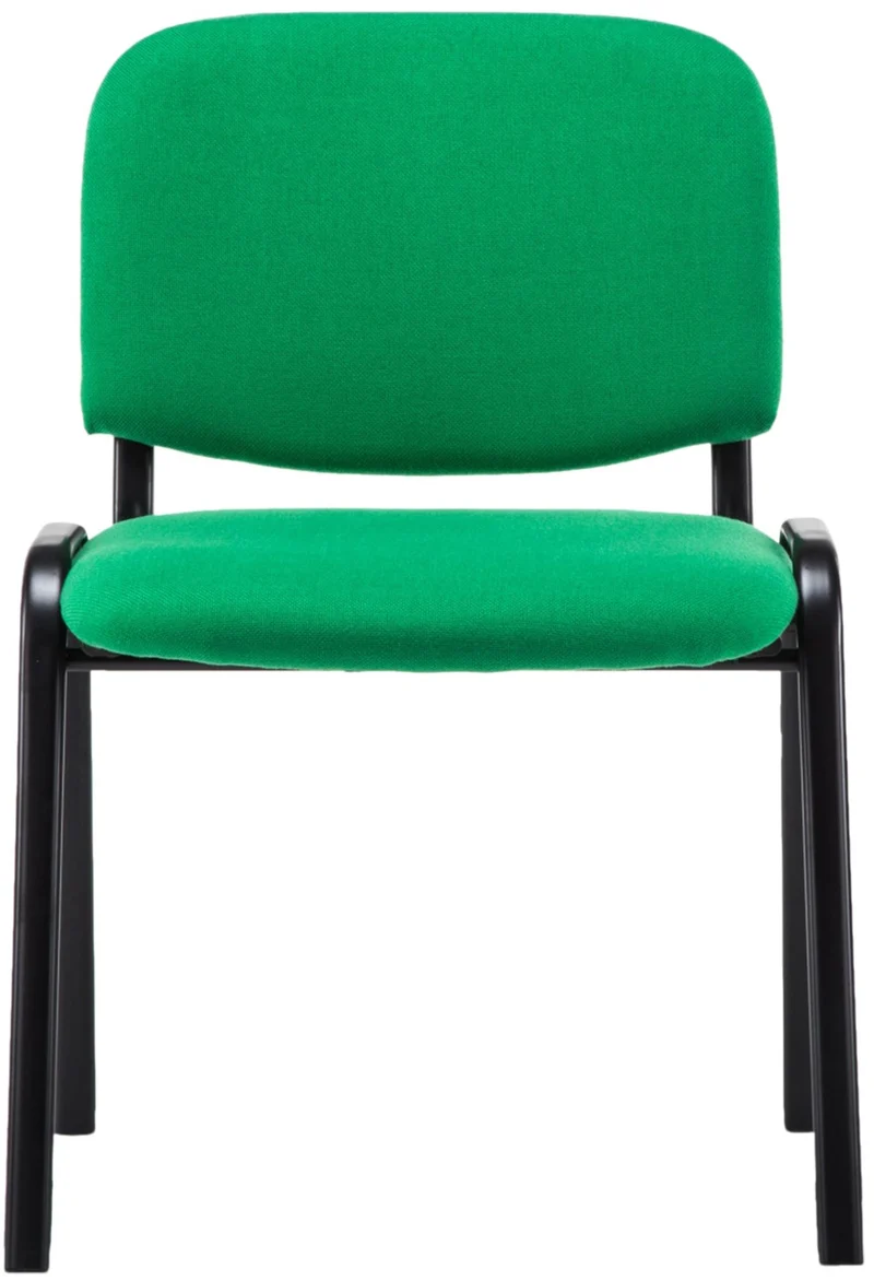 Chaise visiteur empilable zone d'attente en tissu vert piètement à 4 pieds en métal noir 10_0003399