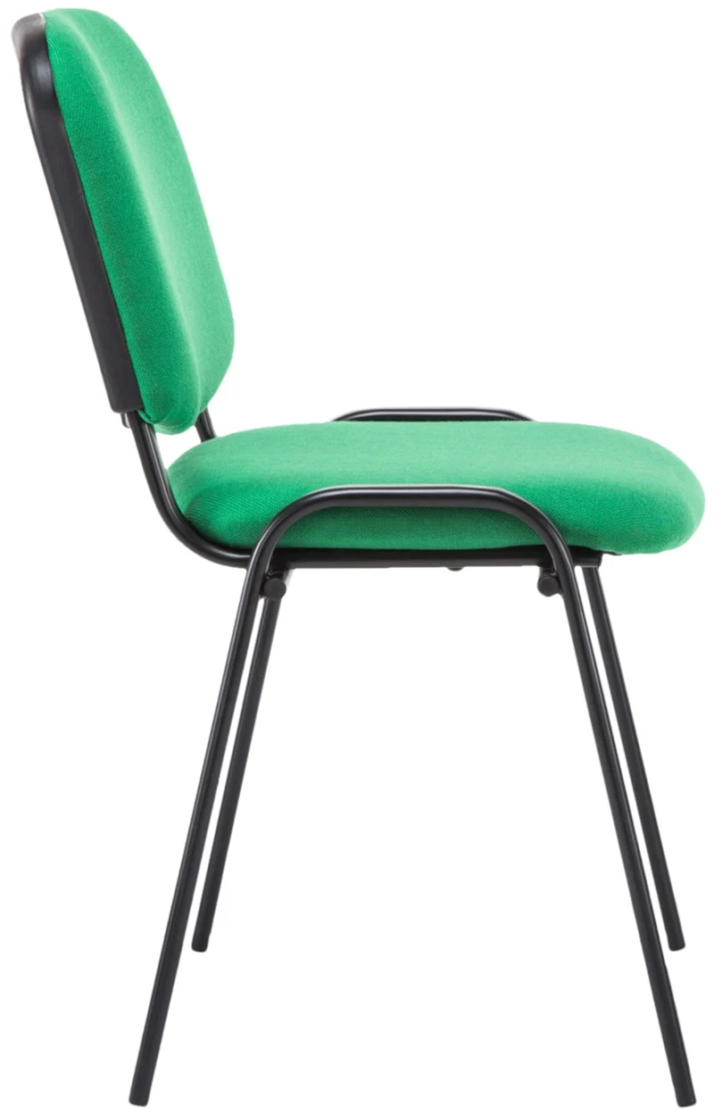 Chaise visiteur empilable zone d'attente en tissu vert piètement à 4 pieds en métal noir 10_0003399