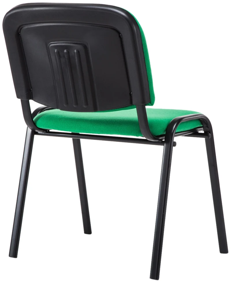 Chaise visiteur empilable zone d'attente en tissu vert piètement à 4 pieds en métal noir 10_0003399