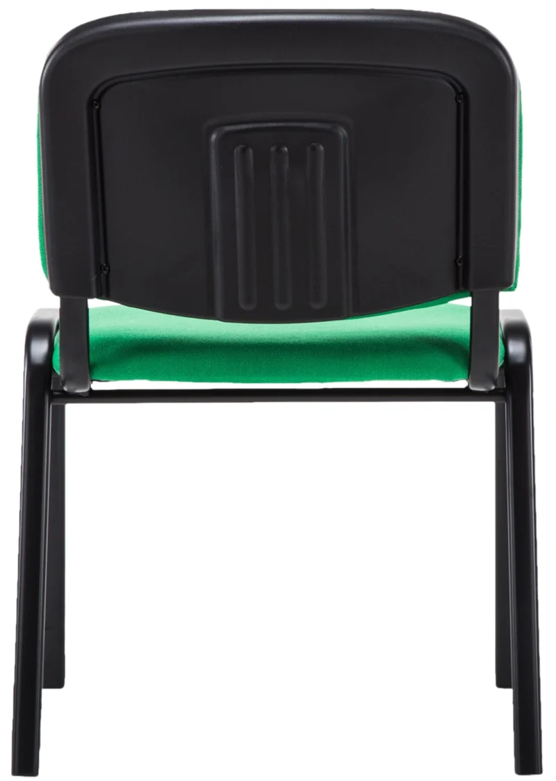 Chaise visiteur empilable zone d'attente en tissu vert piètement à 4 pieds en métal noir 10_0003399