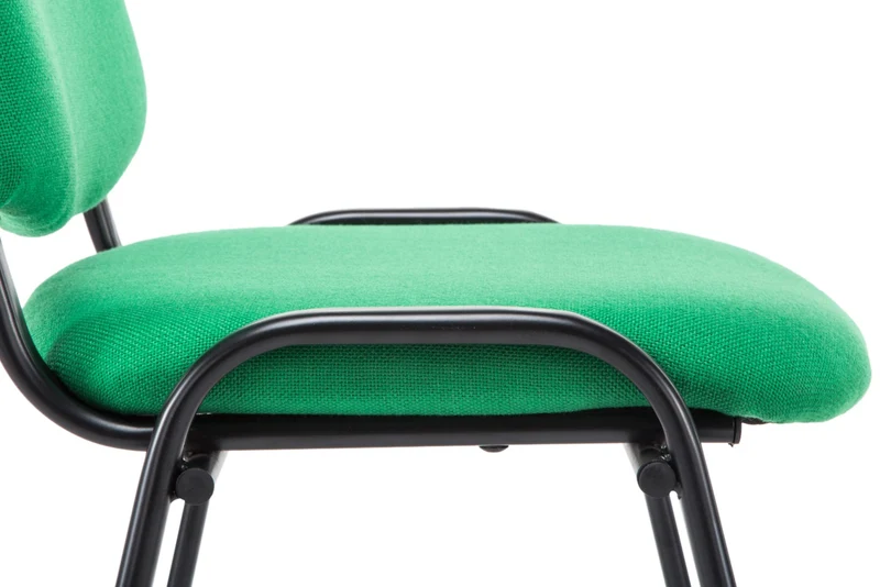 Chaise visiteur empilable zone d'attente en tissu vert piètement à 4 pieds en métal noir 10_0003399