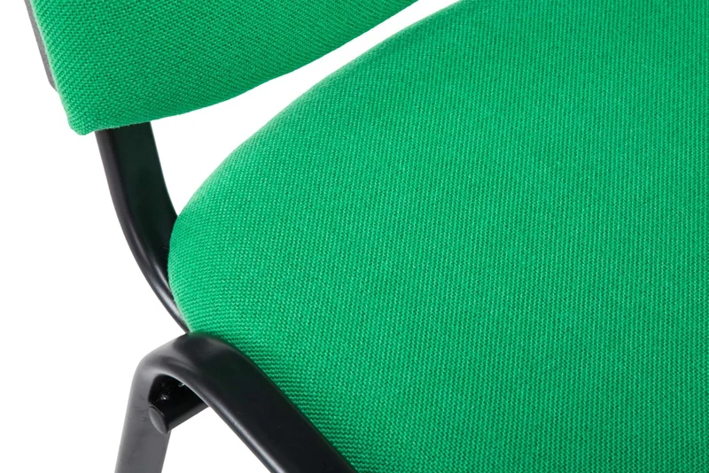 Chaise visiteur empilable zone d'attente en tissu vert piètement à 4 pieds en métal noir 10_0003399