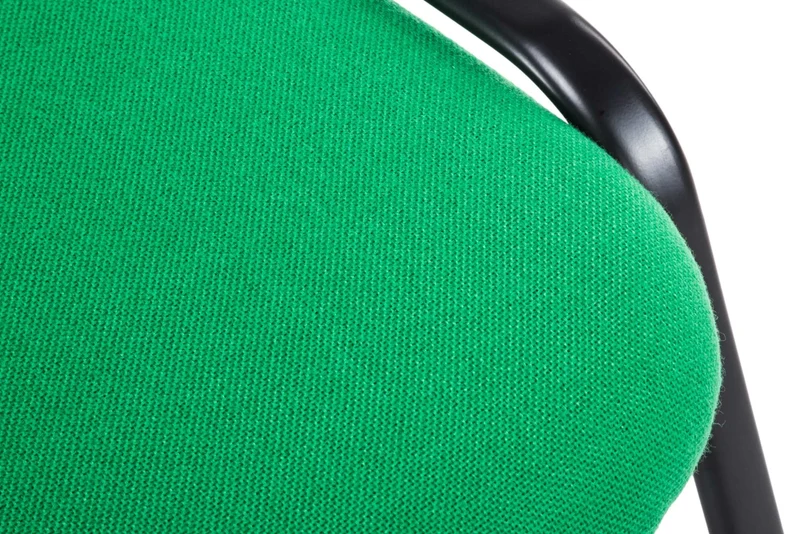 Chaise visiteur empilable zone d'attente en tissu vert piètement à 4 pieds en métal noir 10_0003399