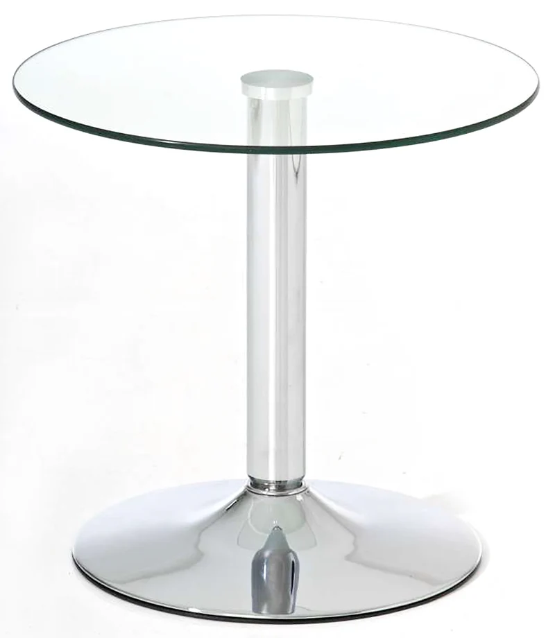 Table d'appoint avec verre de protection robuste cadre en métal chromé 10_0005518