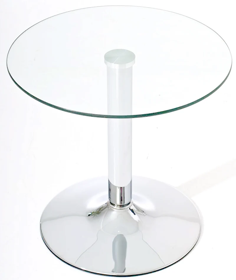 Table d'appoint avec verre de protection robuste cadre en métal chromé 10_0005518