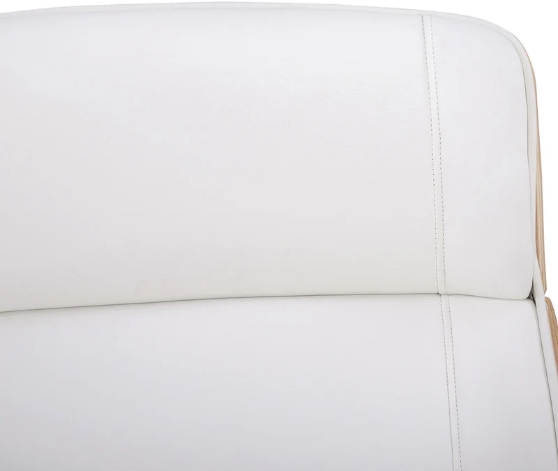 Fauteuil de bureau dossier haut avec roulettes synthétique blanc et bois clair hauteur réglable BUR10459