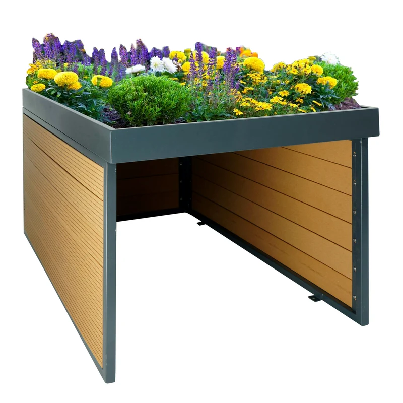Abri pour robot tondeuse avec bac à plantes 47x70x94 cm aspect chêne 04_0006933
