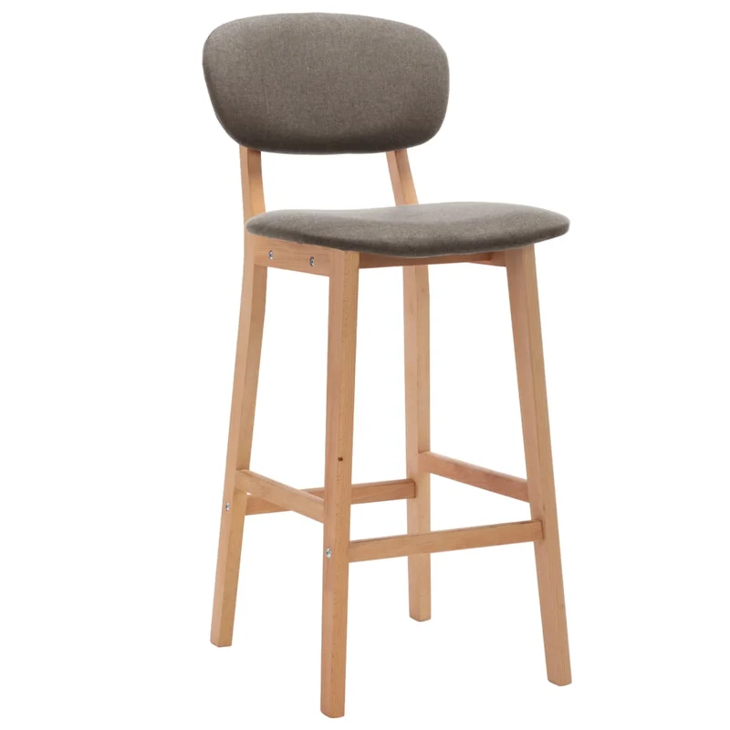 Lot de 2 tabourets de bar chaises hautes en tissu taupe et bois de hêtre DEC029875