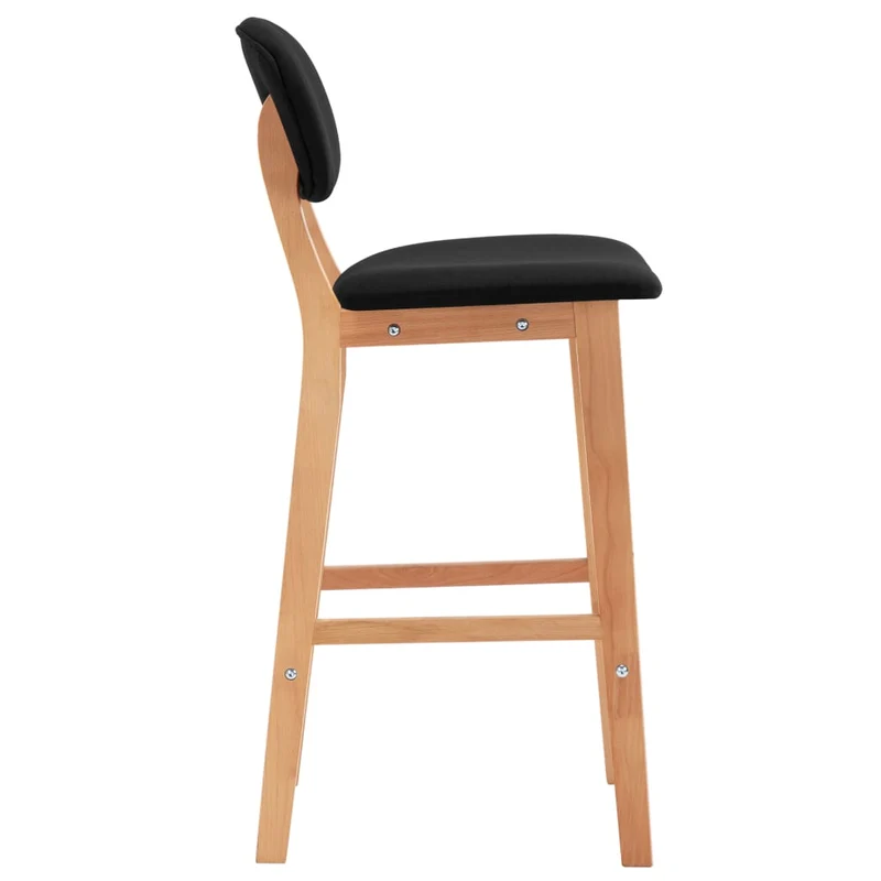 Lot de 2 tabourets de bar chaises hautes avec dossier en tissu noir et bois de hêtre DEC029820