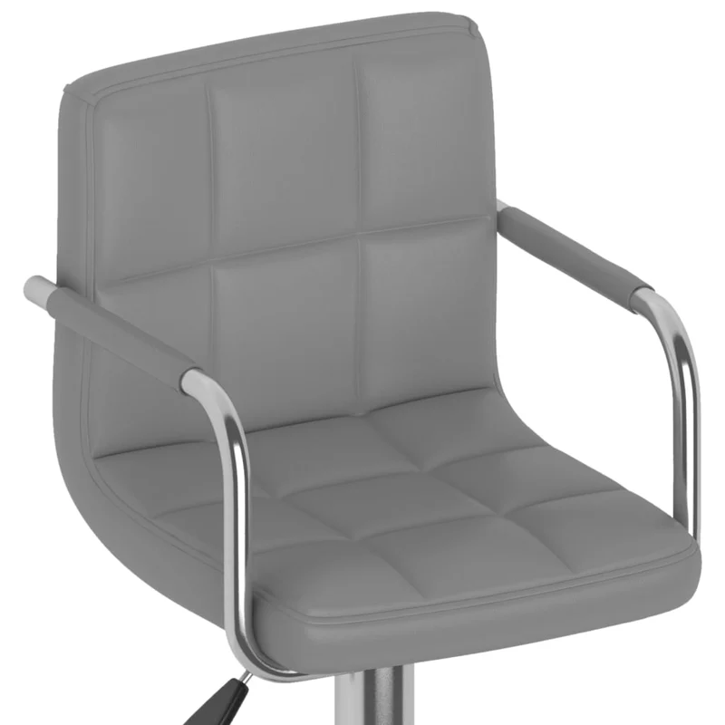 Lot de 2 tabourets de bar chaises hautes en PVC gris et acier DEC029733