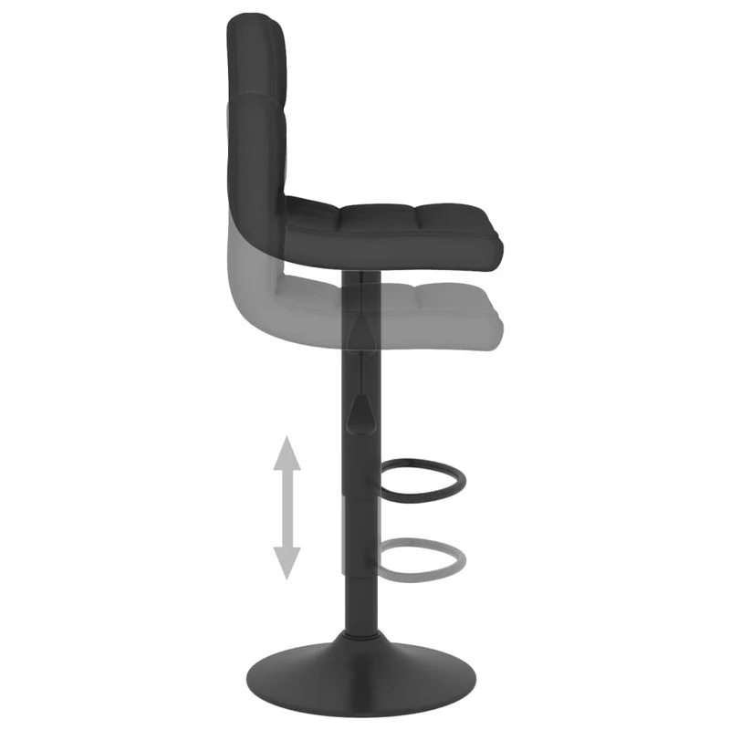 Tabouret de bar x1 chaise haute hauteur régable en tissu noir et acier DEC029526