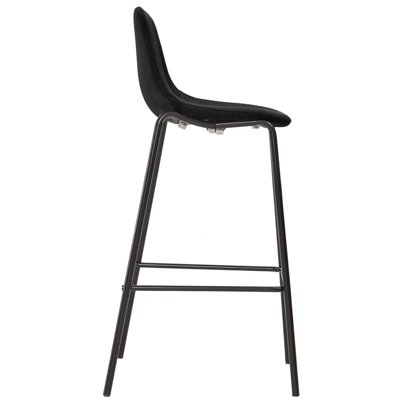 Set de 4 tabourets de bar chaises haute en tissu noir et métal DEC029427