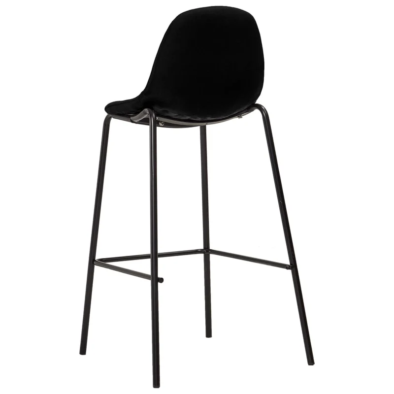 Set de 4 tabourets de bar chaises haute en tissu noir et métal DEC029427