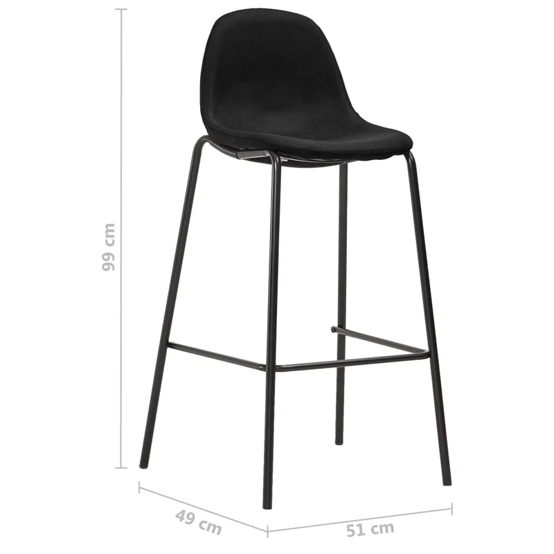 Set de 4 tabourets de bar chaises haute en tissu noir et métal DEC029427