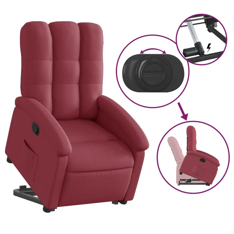 Fauteuil relax TV rembourrage confortable fonction de levage électrique en tissu rouge DEC028159