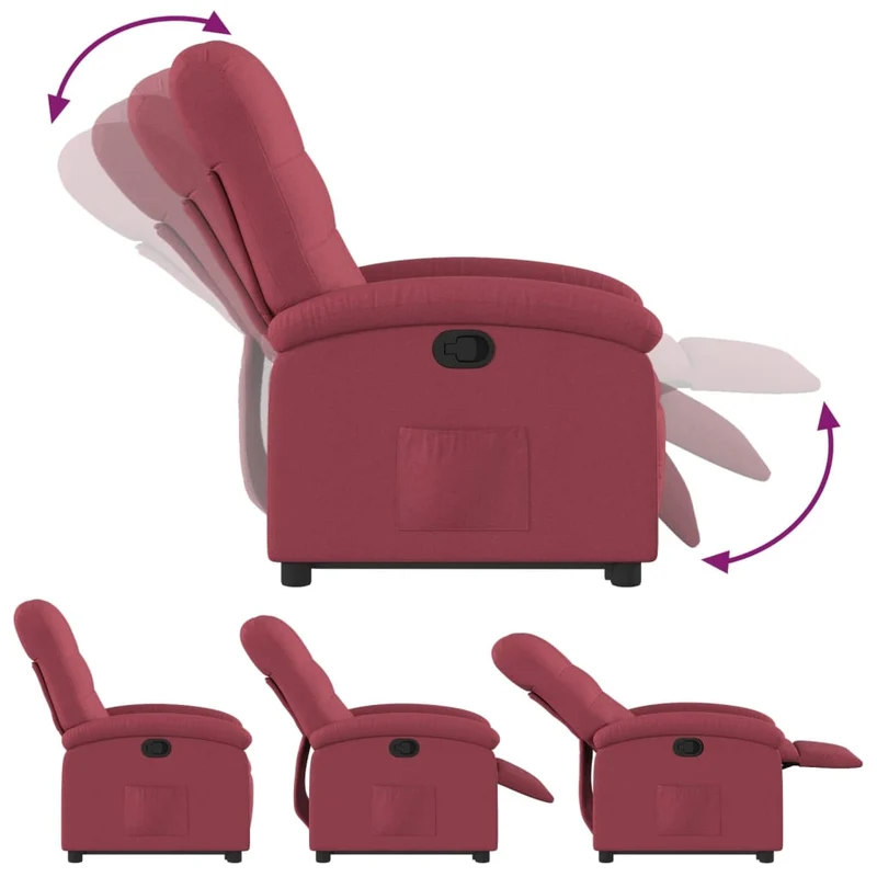Fauteuil relax TV rembourrage confortable fonction de levage électrique en tissu rouge DEC028159