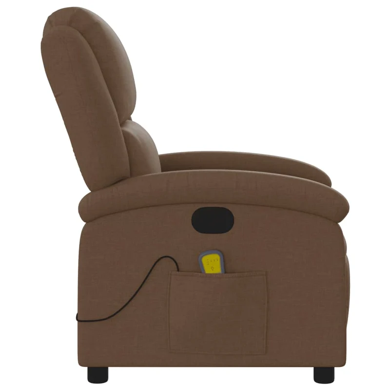 Fauteuil de relaxation TV fonction massage inclinable 6 points de massage en tissu marron DEC027006