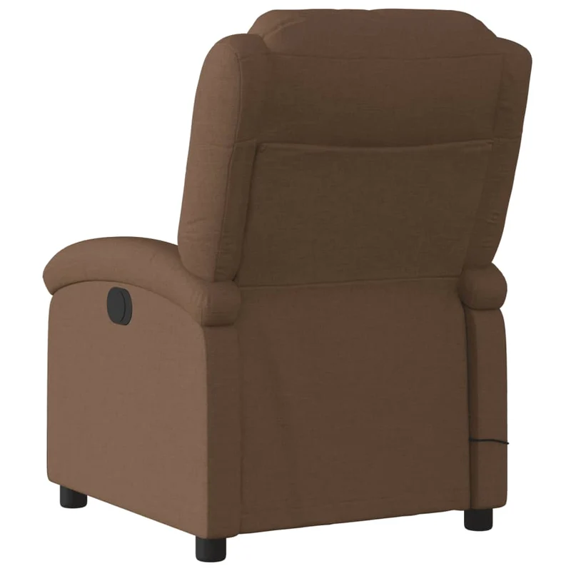 Fauteuil de relaxation TV fonction massage inclinable 6 points de massage en tissu marron DEC027006
