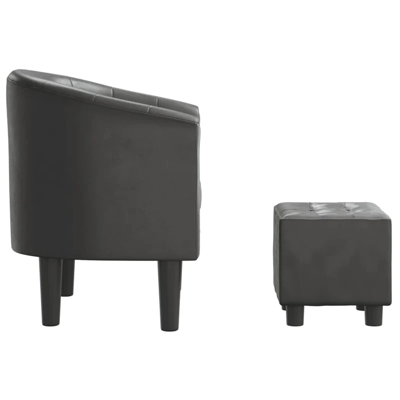 Fauteuil lounge assise confortable design moderne avec repose-pied en PVC gris DEC026424