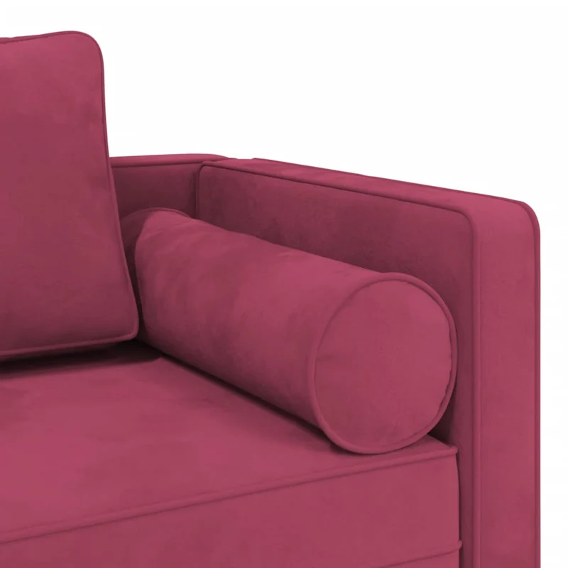 Méridienne chaise longue pour intérieur avec coussins en velours rouge bordeaux DEC026099