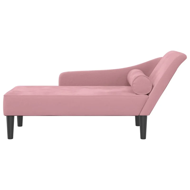 Méridienne chaise longue pour intérieur avec coussins en velours rose DEC026093