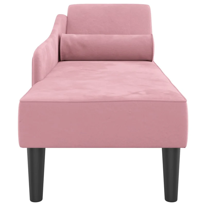 Méridienne chaise longue pour intérieur avec coussins en velours rose DEC026093