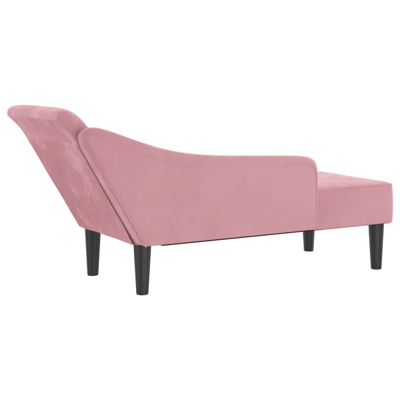 Méridienne chaise longue pour intérieur avec coussins en velours rose DEC026093