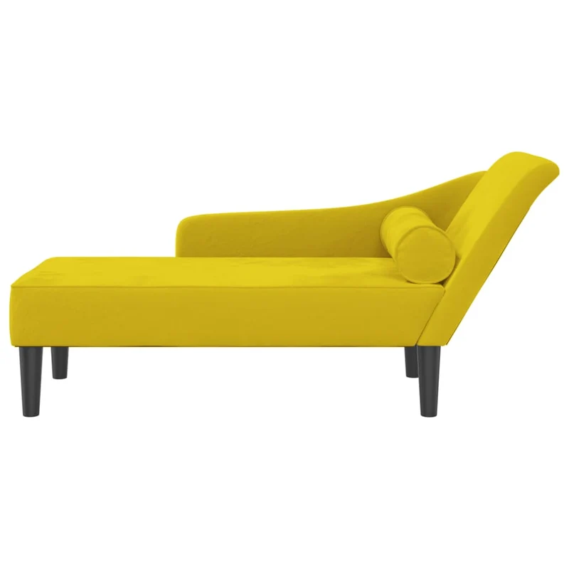 Méridienne chaise longue pour intérieur avec coussins en velours jaune DEC026084